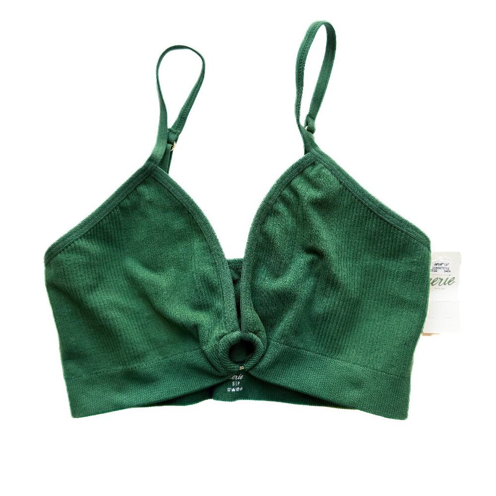 NWT Aerie V-Neck Cutout Bralette Bra Pullover Green Size Small S NEW